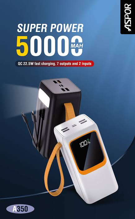 Aspor A350 50000mAh Big Mac Power Bank 22.5W+20W+18W ALL IN ONE