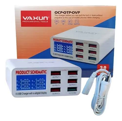 Yaxun 6 USB Fast Charger YX-896 White