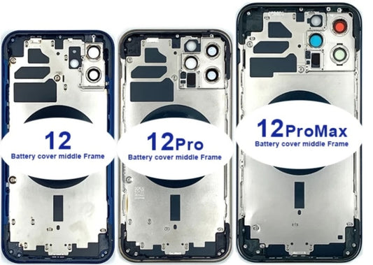 No Logo Middle Frame Back Housing With Glass For iPhone 12 Black