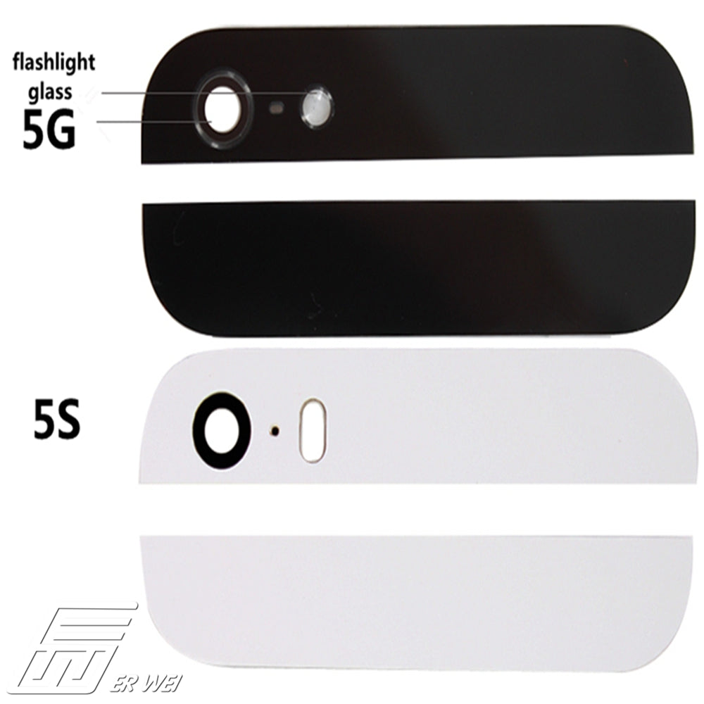 Replacement Top & Bottom Glass With Camrera Flash For iPhone 5s White