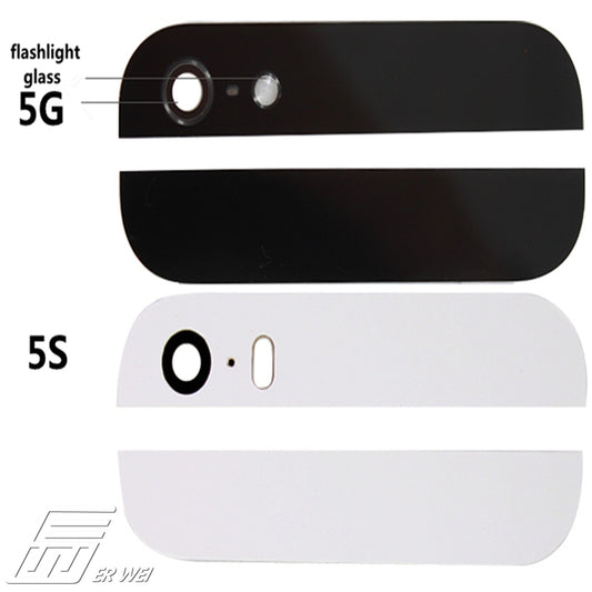 Replacement Top & Bottom Glass With Camrera Flash For iPhone 5 Black