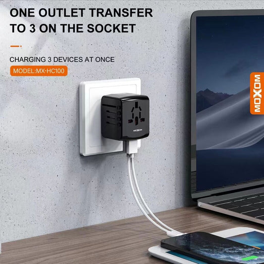 MOXOM MX-HC100 4 In 1 Travel Adapter USB Charger 2.4A Auto ID