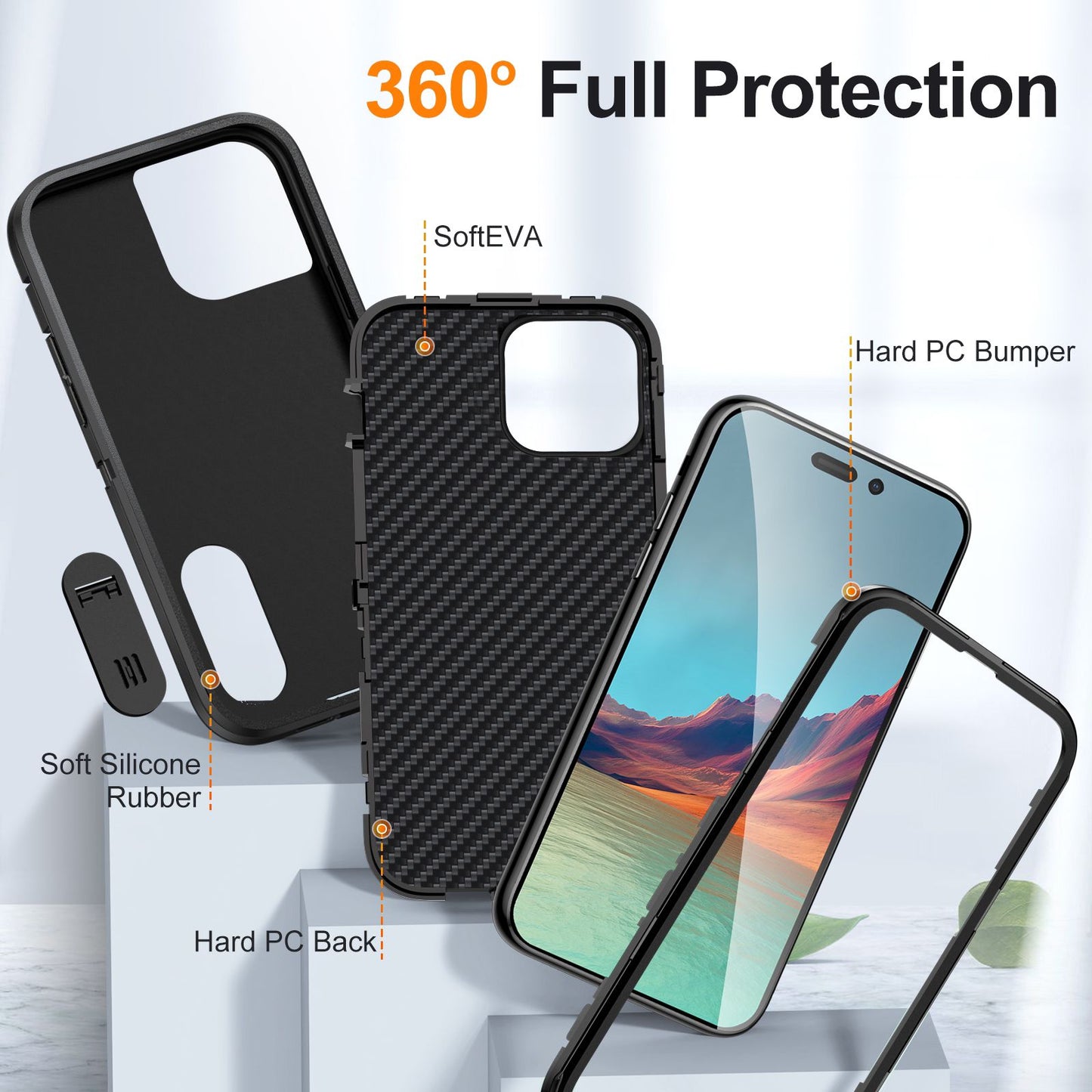 Adventure Rugged Back Case For iPhone 15 Pro Black