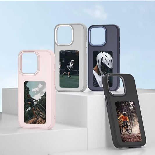 NFC Function DIY 4 Color E-ink Screen Phone Case For iPhone 16 Plus Black