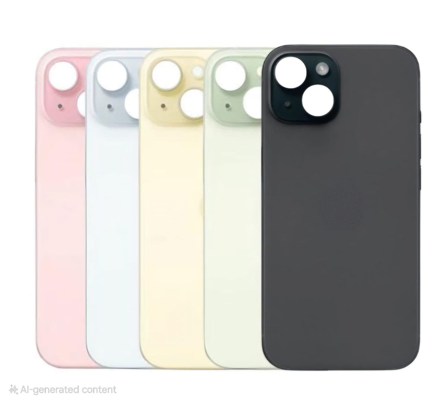 No Logo Back Glass For iPhone 15 6.1" Blue (Big Cam Lens Hole)