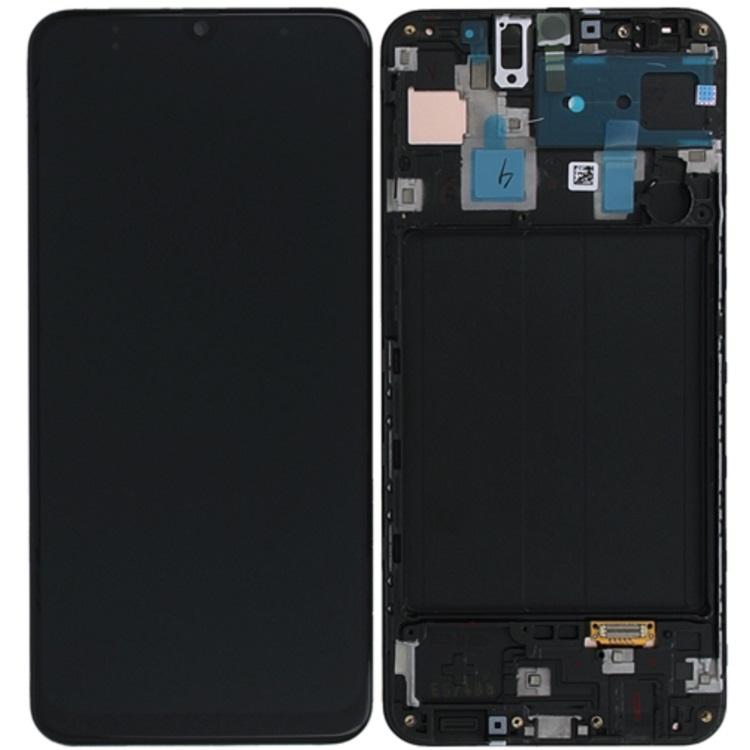 Replacement Lcd Screen Assembly With Frame for Samsung Galaxy A30 Black OEM