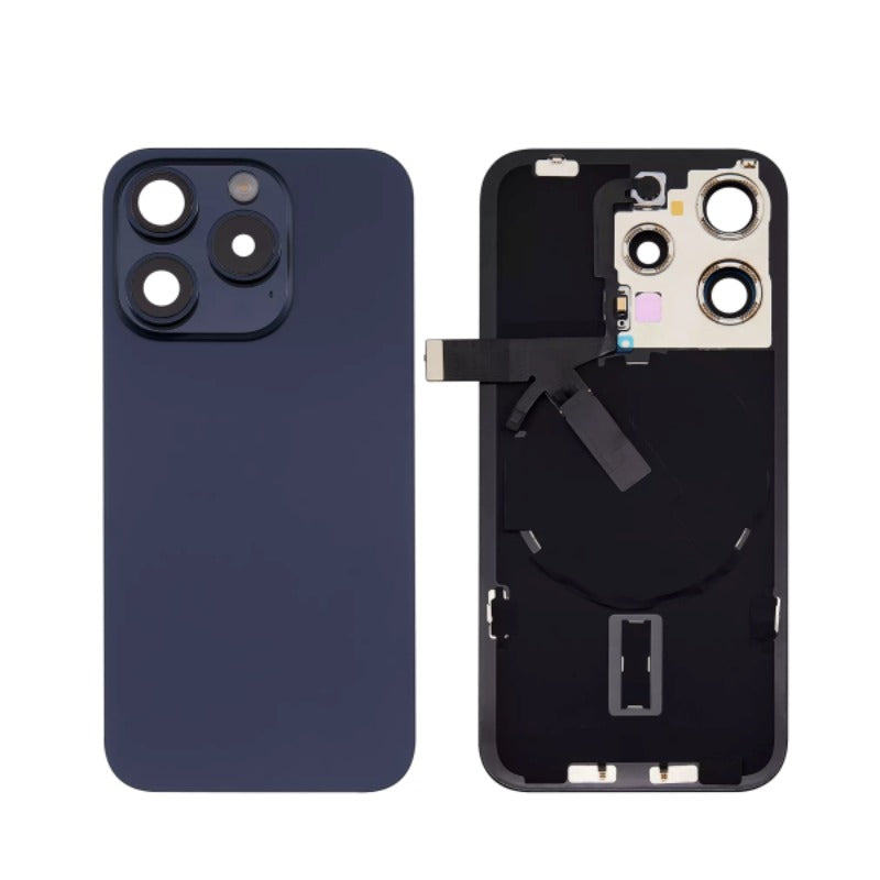 No Logo Back Glass With Brackets and NFC Flex For iPhone 15 Pro Blue