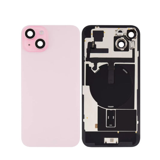 No Logo Back Glass With Brackets and NFC Flex For iPhone 15 6.1" Pink