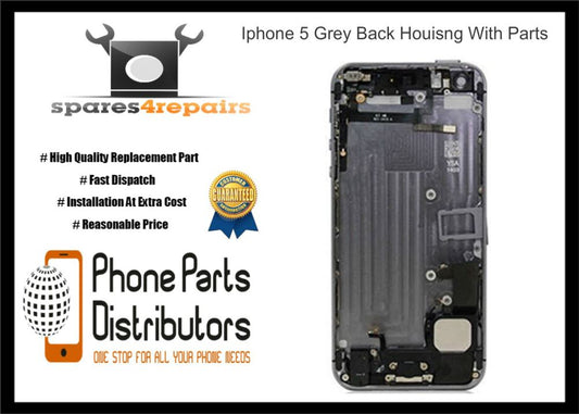 No Logo Rear battery housing for iPhone 5 Grey With Small Parts