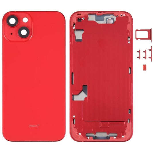 No Logo Back Glass With Middle Frame Housing For iPhone 14 6.1" Red