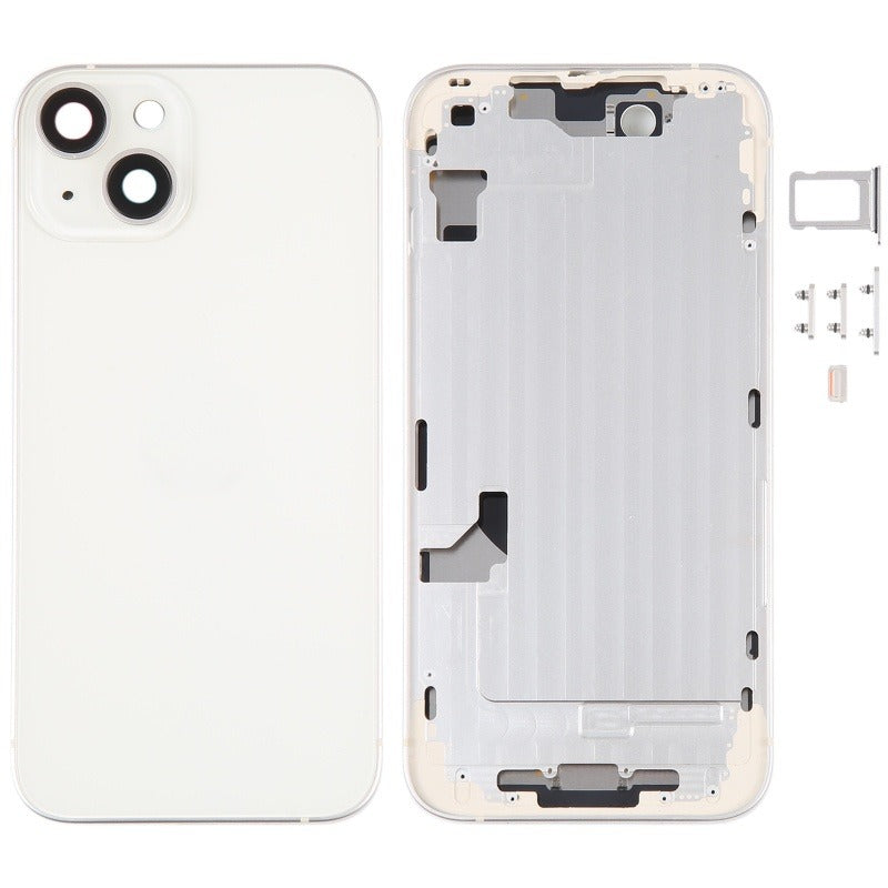 No Logo Back Glass With Middle Frame Housing For iPhone 14 6.1" White