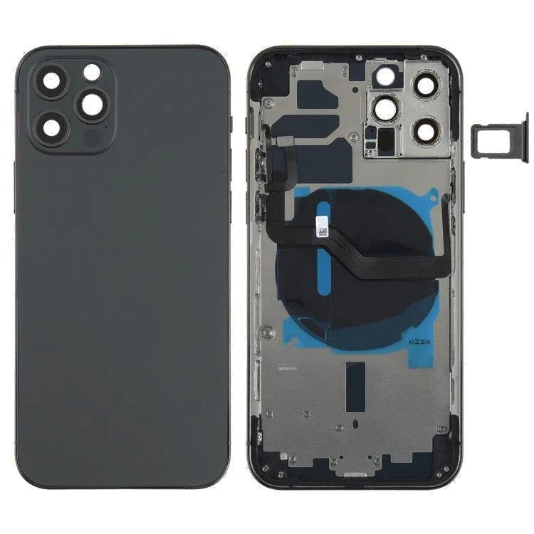 No Logo Back Housing For iPhone 12 Pro Black With Small Parts