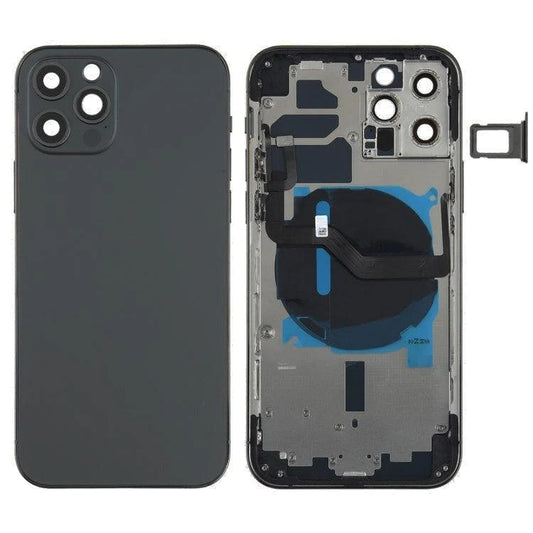 No Logo Back Housing For iPhone 12 Pro Black With Small Parts