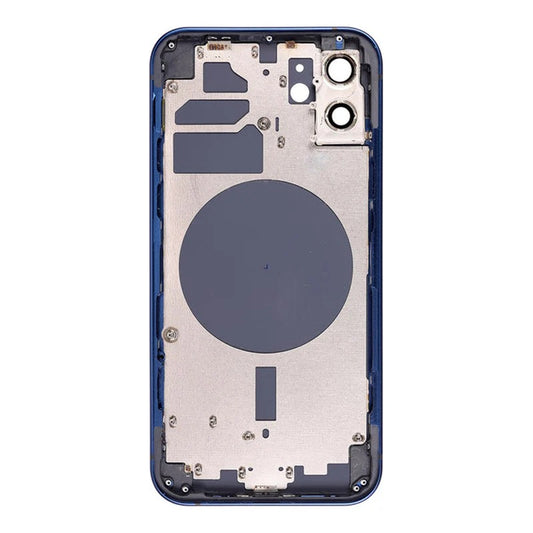 No Logo Middle Frame Back Housing With Glass For iPhone 12 Mini Blue