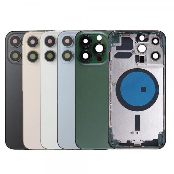 No Logo Middle Frame Back Housing With Glass For iPhone 13 Pro Black