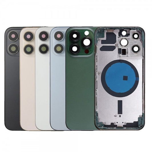 No Logo Middle Frame Back Housing With Glass For iPhone 13 Pro Black