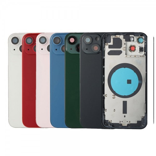 No Logo Middle Frame Back Housing With Glass For iPhone 13 Black