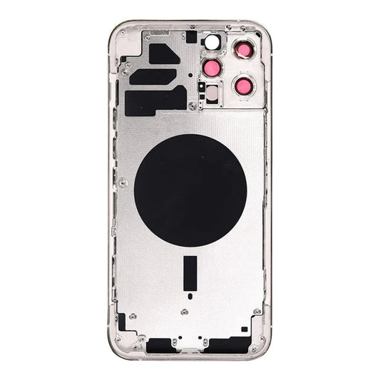 No Logo Middle Frame Back Housing With Glass For iPhone 12 Pro Max Silver