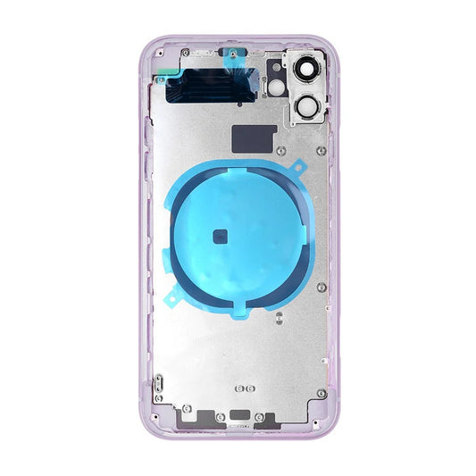 No Logo Middle Frame Back Housing With Glass For iPhone 11 Silver
