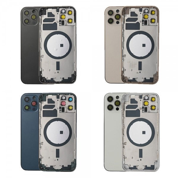 No Logo Middle Frame Back Housing With Glass For iPhone 12 Pro Blue