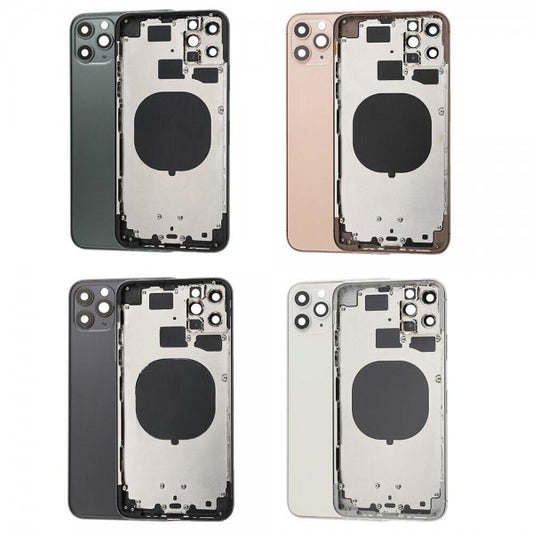 No Logo Middle Frame Back Housing With Glass For iPhone 11 Pro Silver