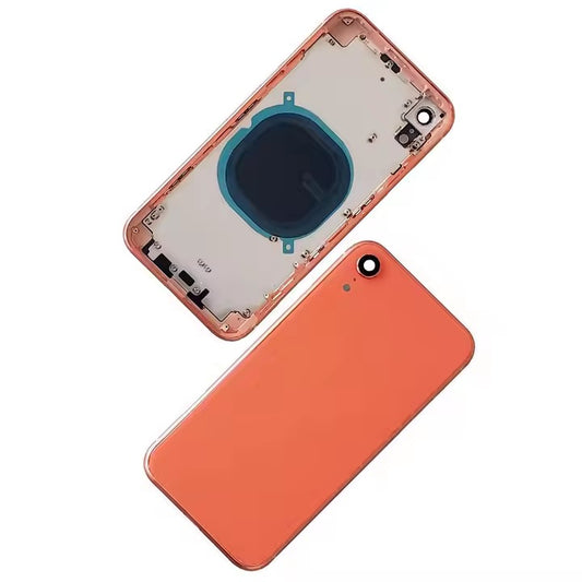 No Logo Middle Frame Back Housing With Glass For iPhone XR Orange