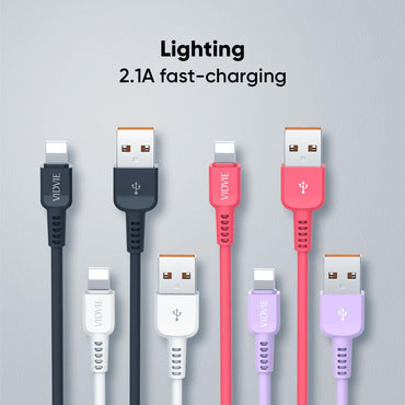 Vidvie TPE Coloured DC09i Lightning Data Cable 1M (30pcs Bottle)