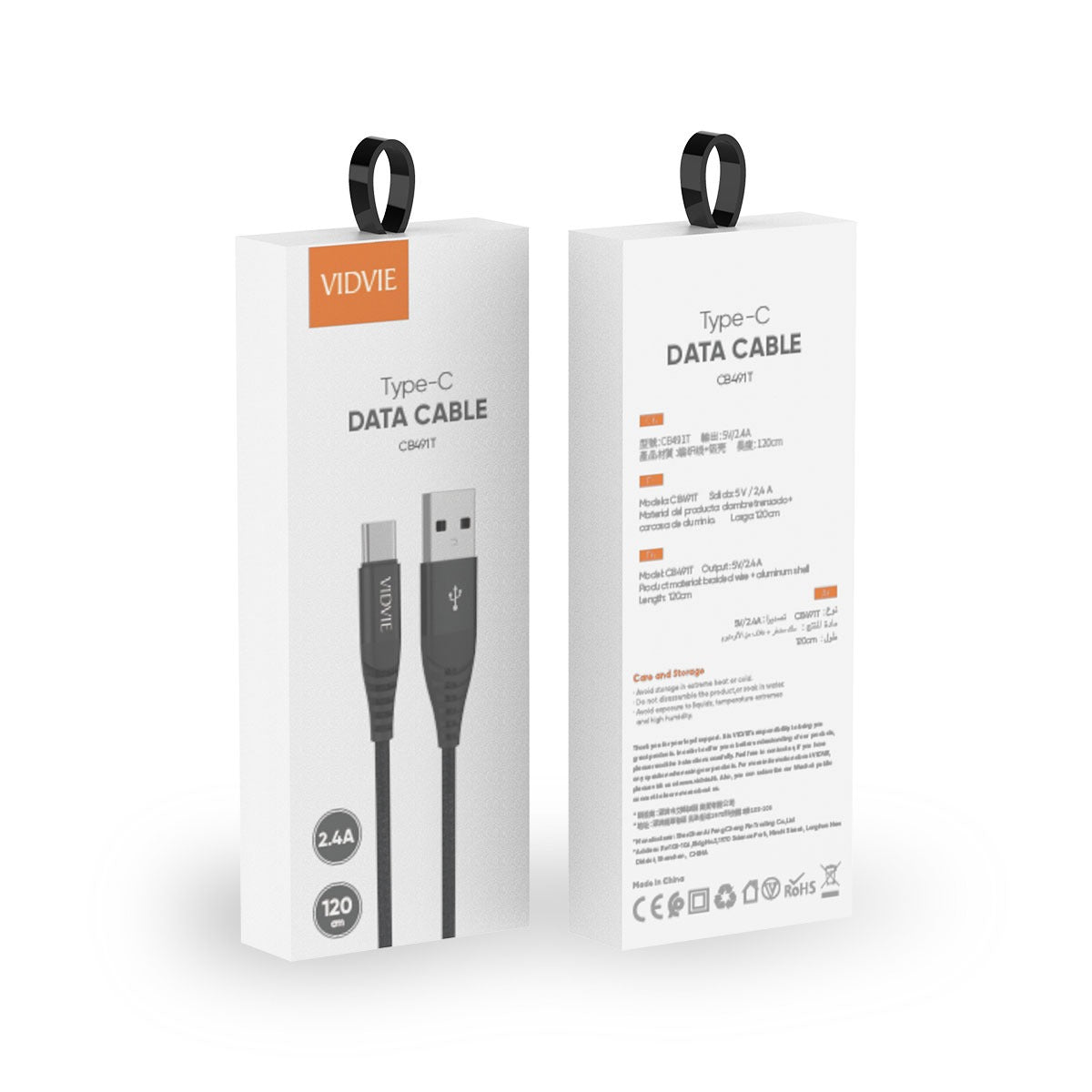 Vidvie Data Cable Lightning to Usb CB491 Braided Line + Aluminum Shell