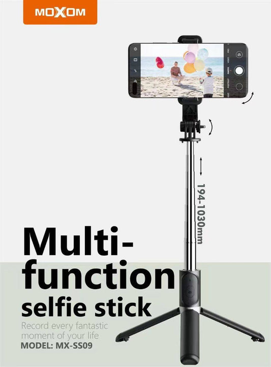 Moxom MX-SS09 Long 1030mm Bluetooth Shutter Build in Tripod Selfie Stick
