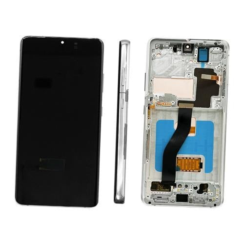 Replacement Lcd Screen with Frame Samsung Galaxy S21 Ultra Silver Soft Oled