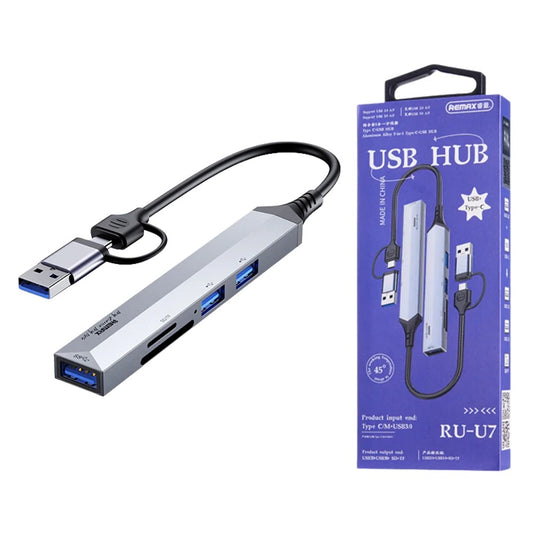 REMAX USB Hub Aluminum alloy 5-in-1 Type-C+USB HUB RU-U7