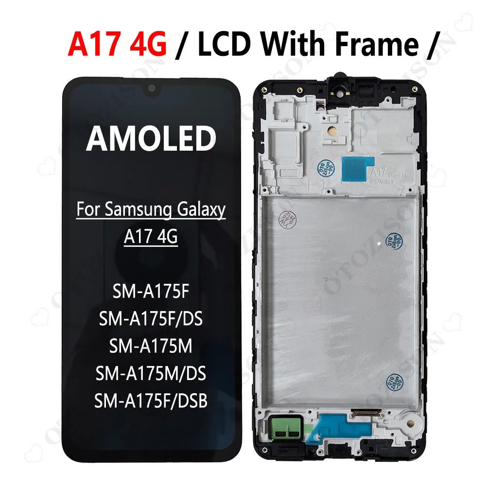 Replacement Lcd Screen With Frame for Samsung Galaxy A17 4G Black OEM