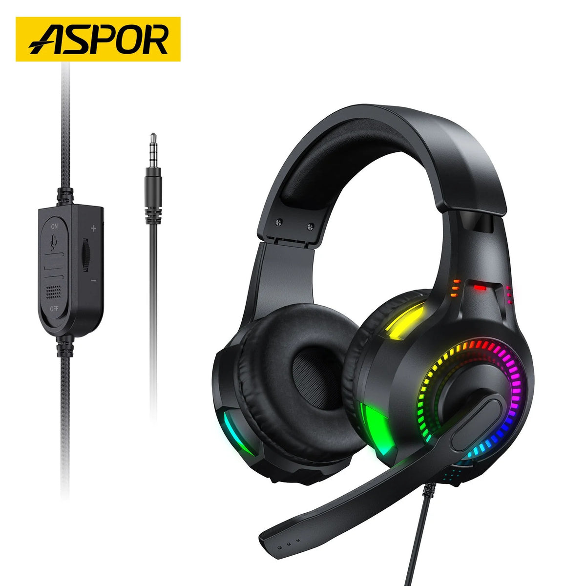 ASPOR A258 Over Ear Wired RGB Gaming Headset