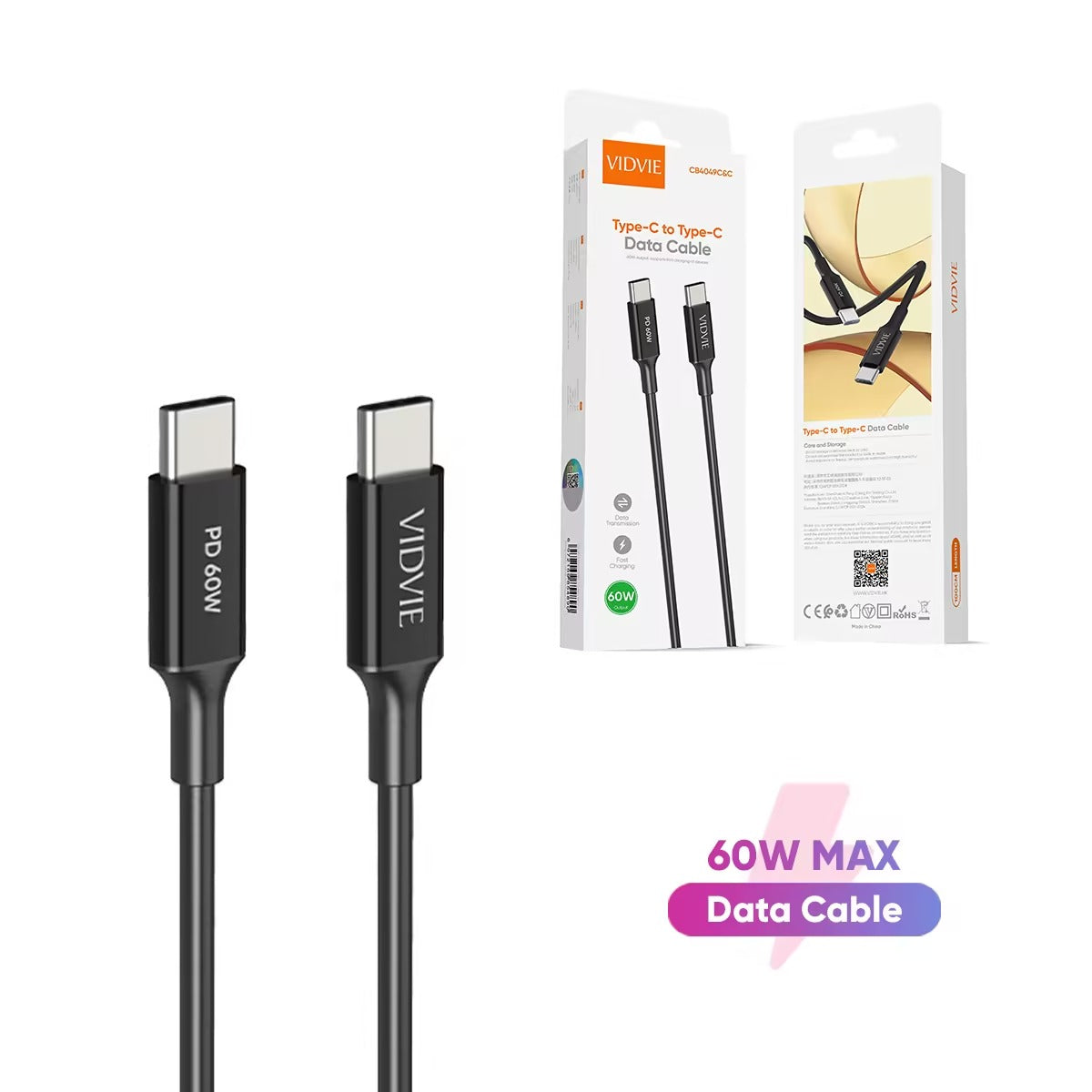 Vidvie CB4049 Type-C to Type-C Data Cable 1 Meter