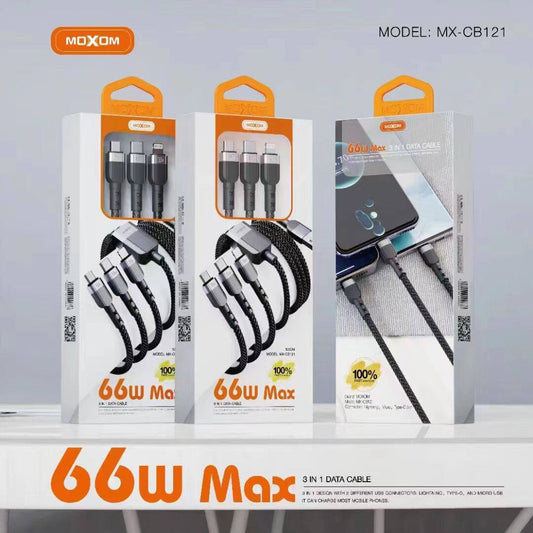 Moxom 3 in 1 66W Max Data Charging Cable MXCB121