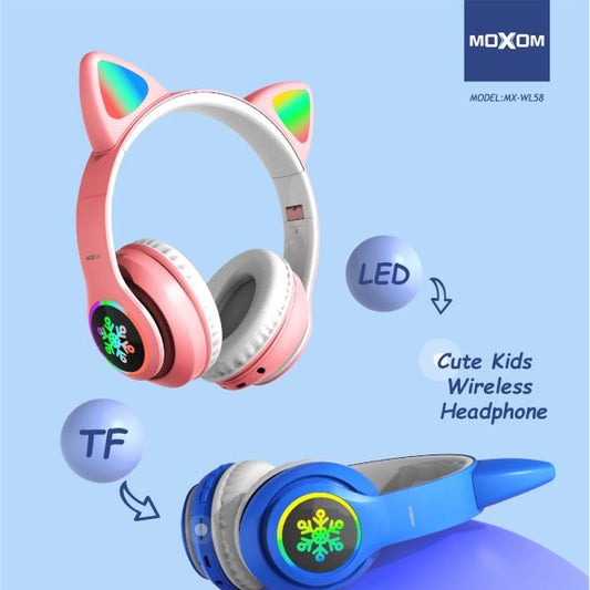 Moxom MX-WL58 Kids Wireless Bluetooth Headphone Blue
