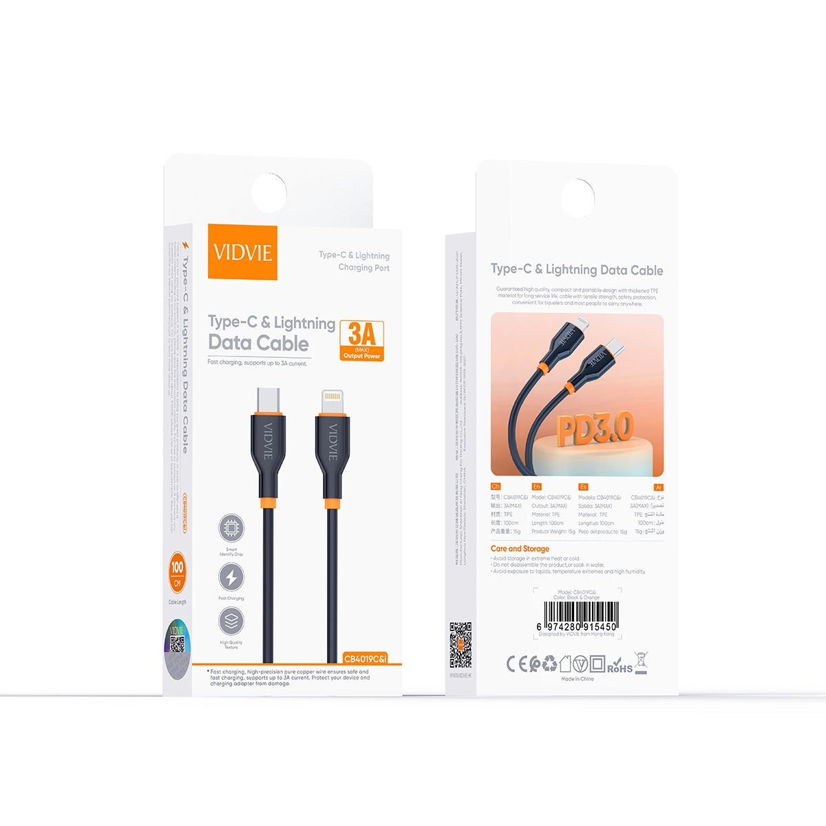 Vidvie Data Cable Type C To IP PD30W CB4019 C & I