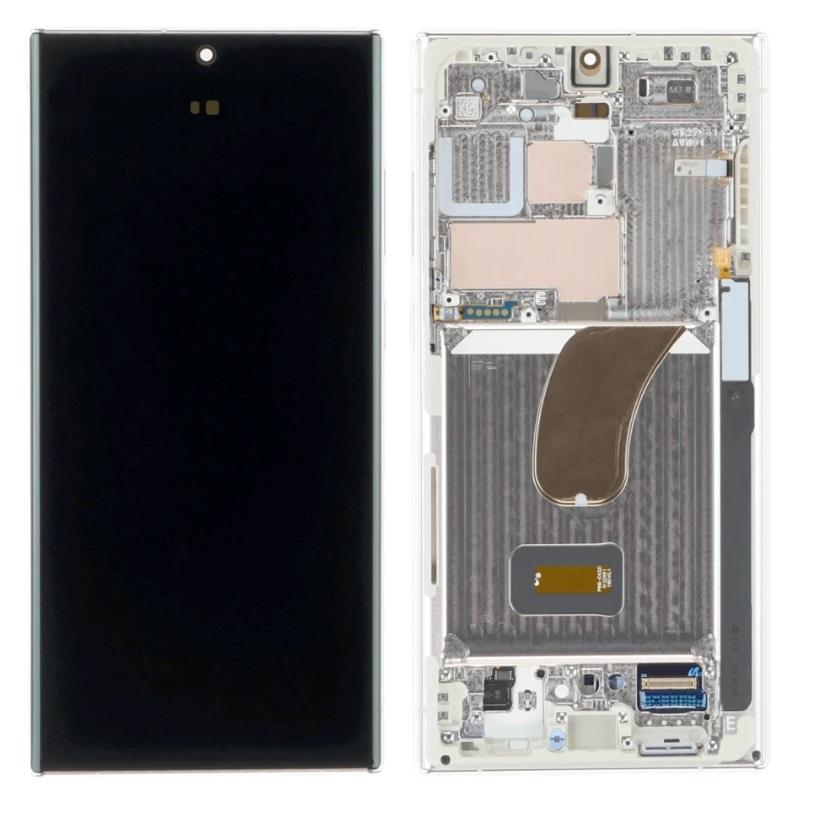 Replacement Lcd Screen with Frame Samsung Galaxy S23 Ultra Silver OEM