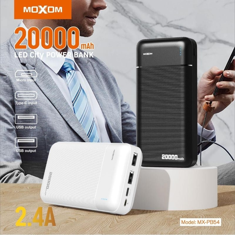 POWER BANK MOXOM MX-PB54 20000 MAh 2 Ports 2.4A