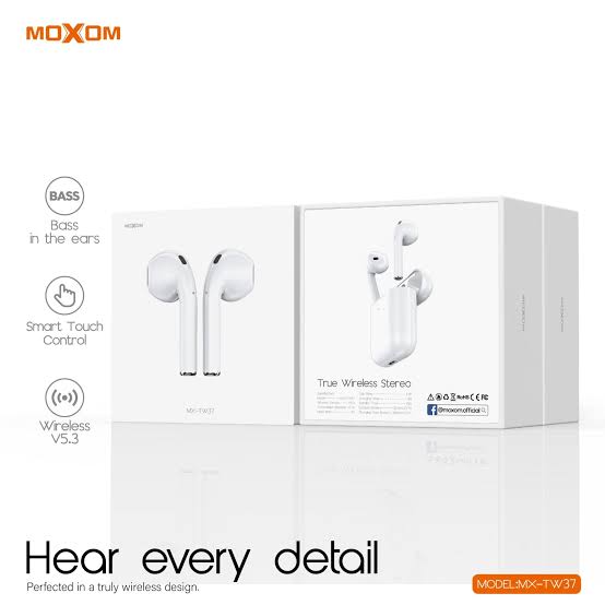 MOXOM MX- TW37 Wireless Bluetooth Earphone White