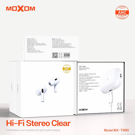 MOXOM MX- TW60 Wireless Bluetooth Earphone White ANC