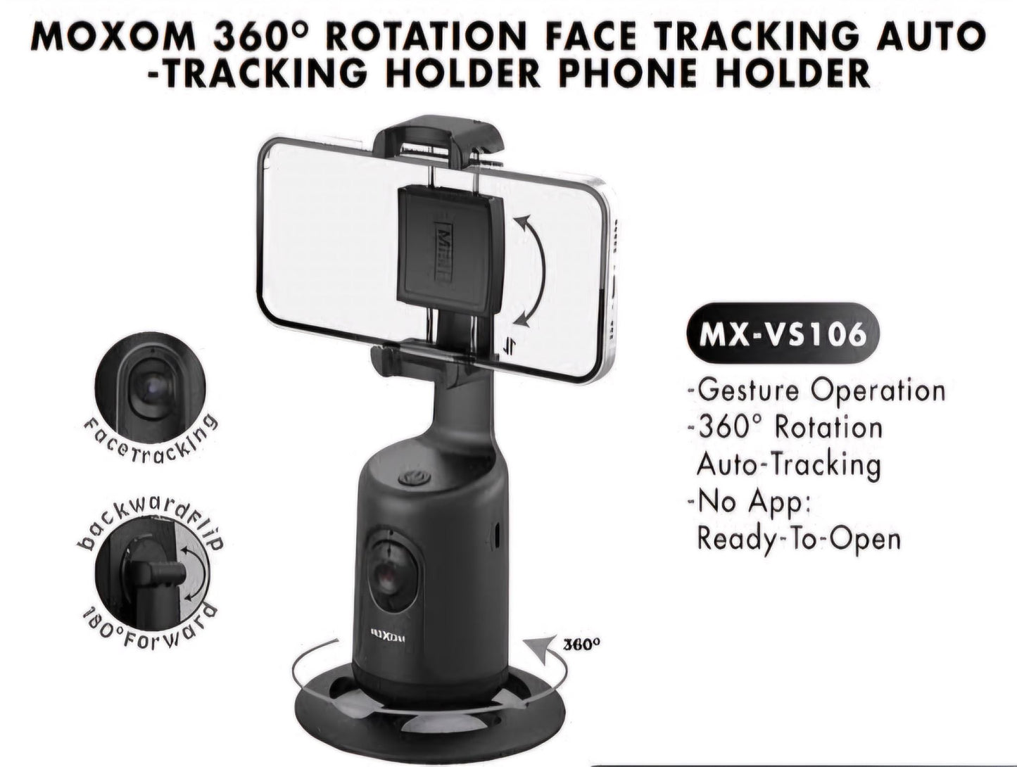 Moxom MX-VS106 360° Rotation Auto Face Tracking Phone Holder