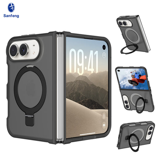 360 Degree Rotating Ring Stand Case For iPhone Duo Black