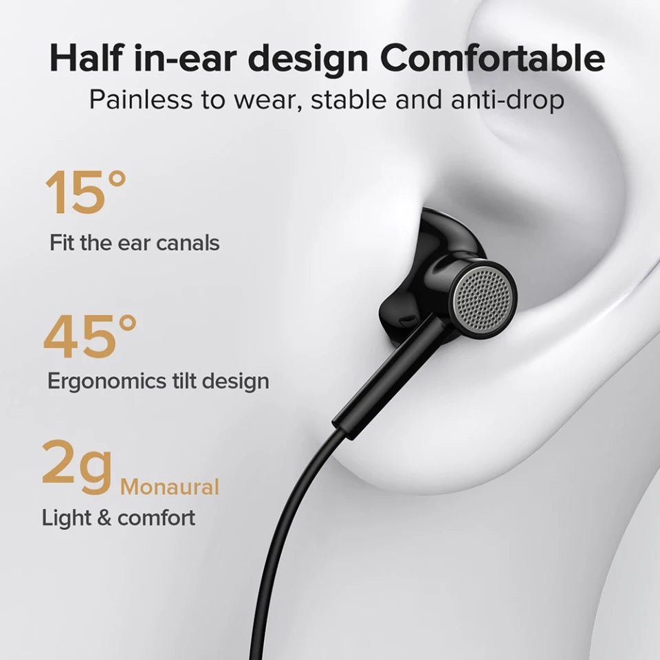 Joyroom JR-EC01 Ben series Type-C wired earphone White / Black