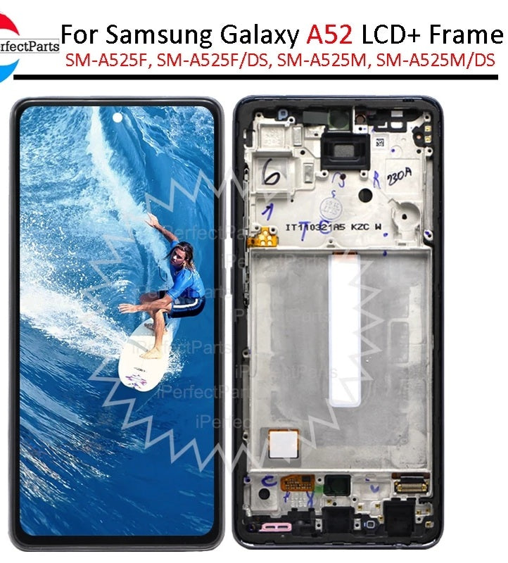 Replacement Lcd Screen Assembly With Frame for Samsung Galaxy A52 A52s Black OEM