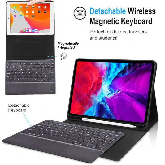Detachable Bluetooth Keyboard Case With Pencil Holder, Backlight & Touch Pad For iPad Air 13 2024 / 2025 Black