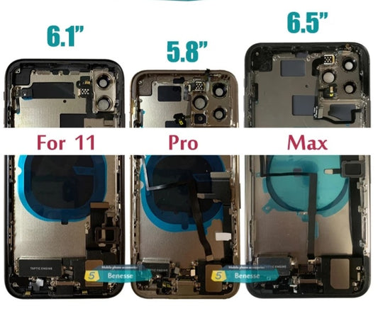 No Logo Back Housing For iPhone 11 Silver With Small Parts