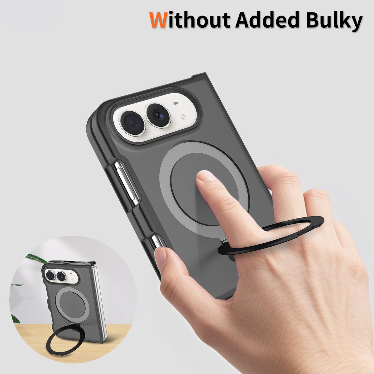 360 Degree Rotating Ring Stand Case For iPhone Duo Black