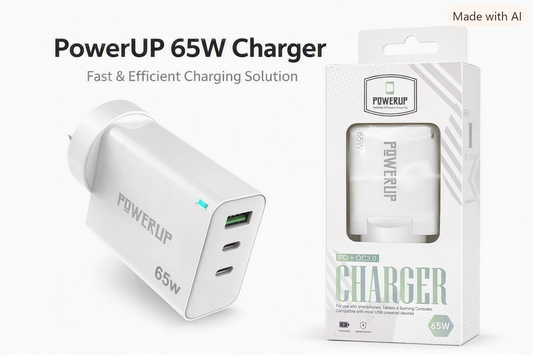 Power UP 65W USB + 2C Port Wall Adapter Charger