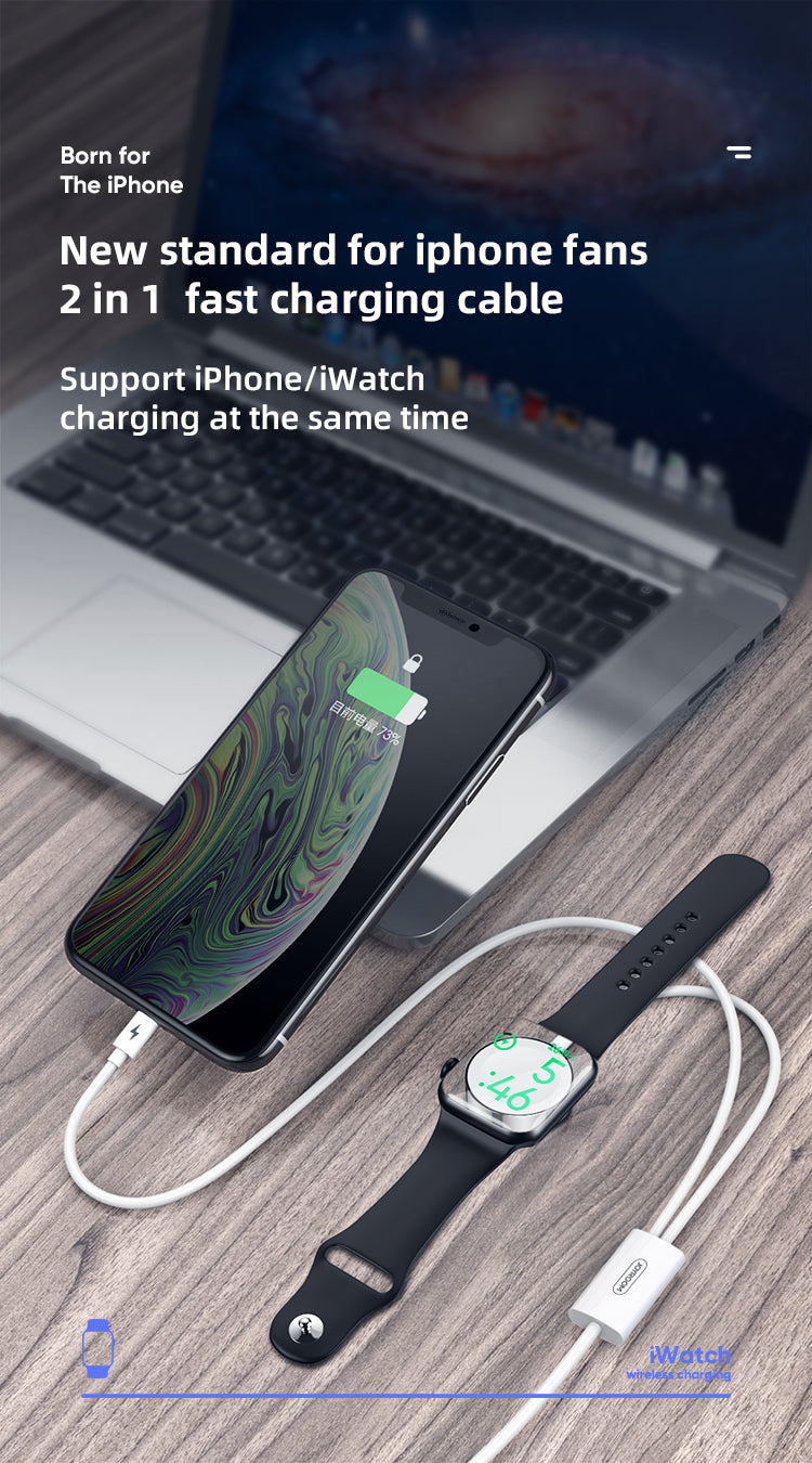 Joyroom 2 in 1 iWatch Magnetic Wireless Charger With lightning Cable